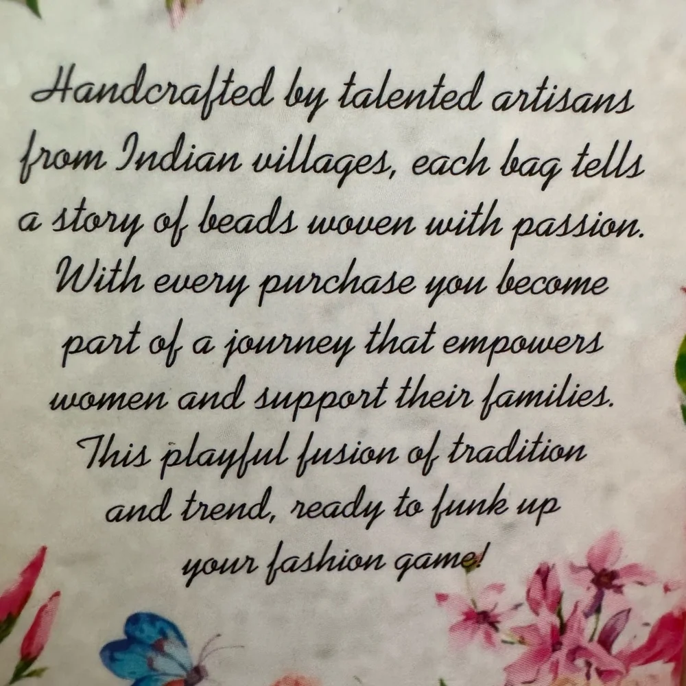 Pink Beaded Handbag handcrafted from India. NWT - Picture 8 of 9